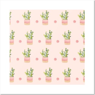 Cactus Pattern in Pink | Houseplants | Botanicals | Watercolor Posters and Art